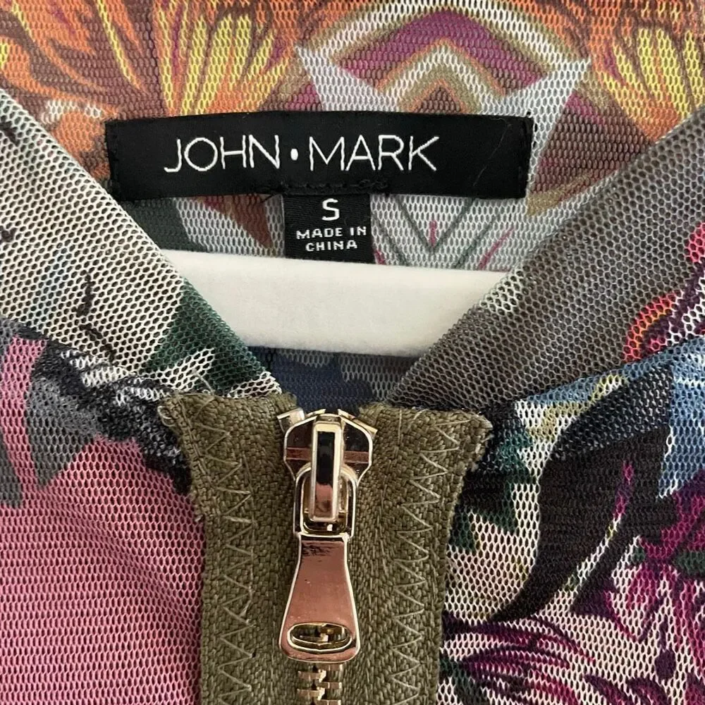 John Mark Floral Mesh Jacket Women’s Size Small Full Zip Double Mesh Resort Wear